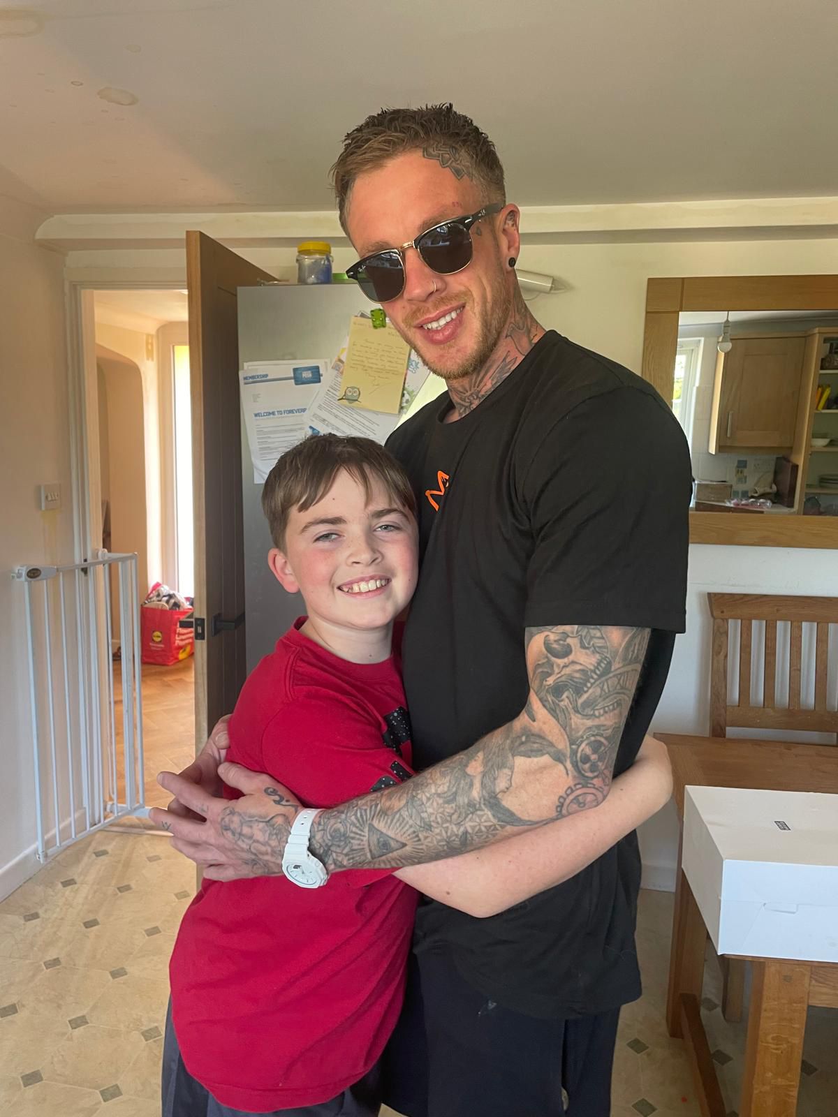 Father and son hugging